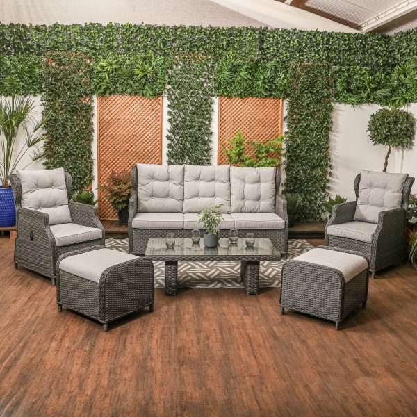采购产品巴勒莫-豪华藤花园家具-斜倚沙发与两个翼背椅，靠垫，凳子和咖啡桌
